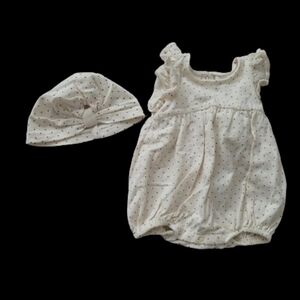 Jessica Simpson Cream Polka Dot Baby Matching Set 0-3 Months